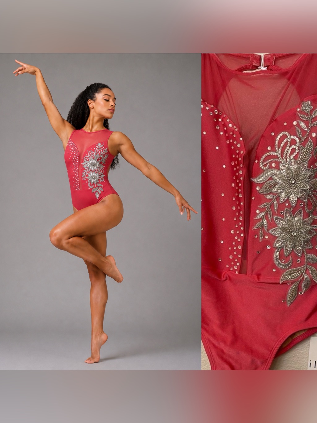 Ilo Gear Glam Hot Pink Custom Dance Costume Contemporary Open Illusion Ma New